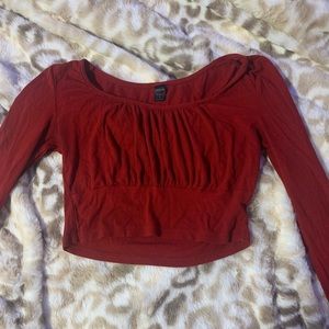 Cropped Red Long Sleeve Top